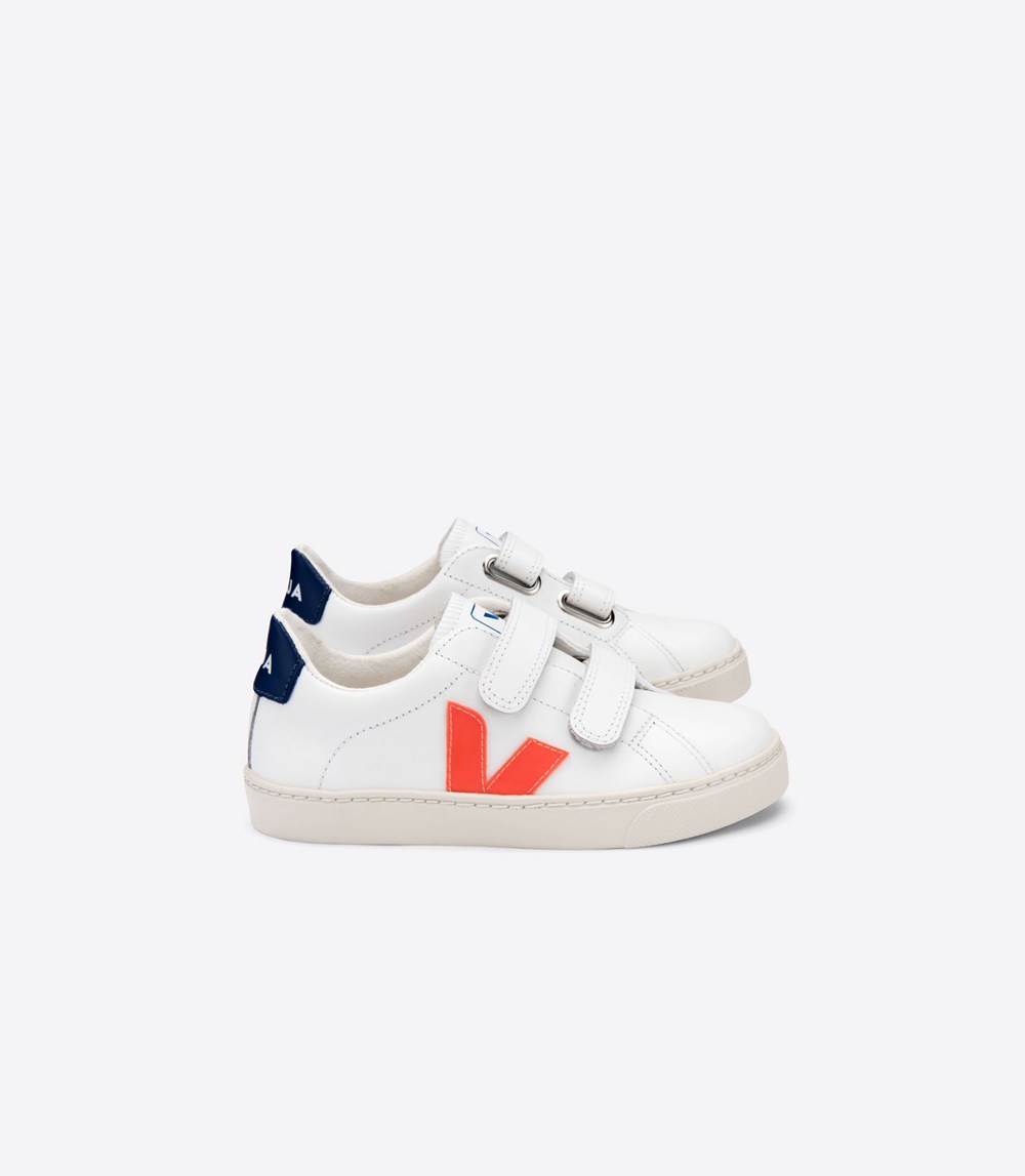 Veja Trainers Kids White - Esplar Velcro Leather - EWYI-61982